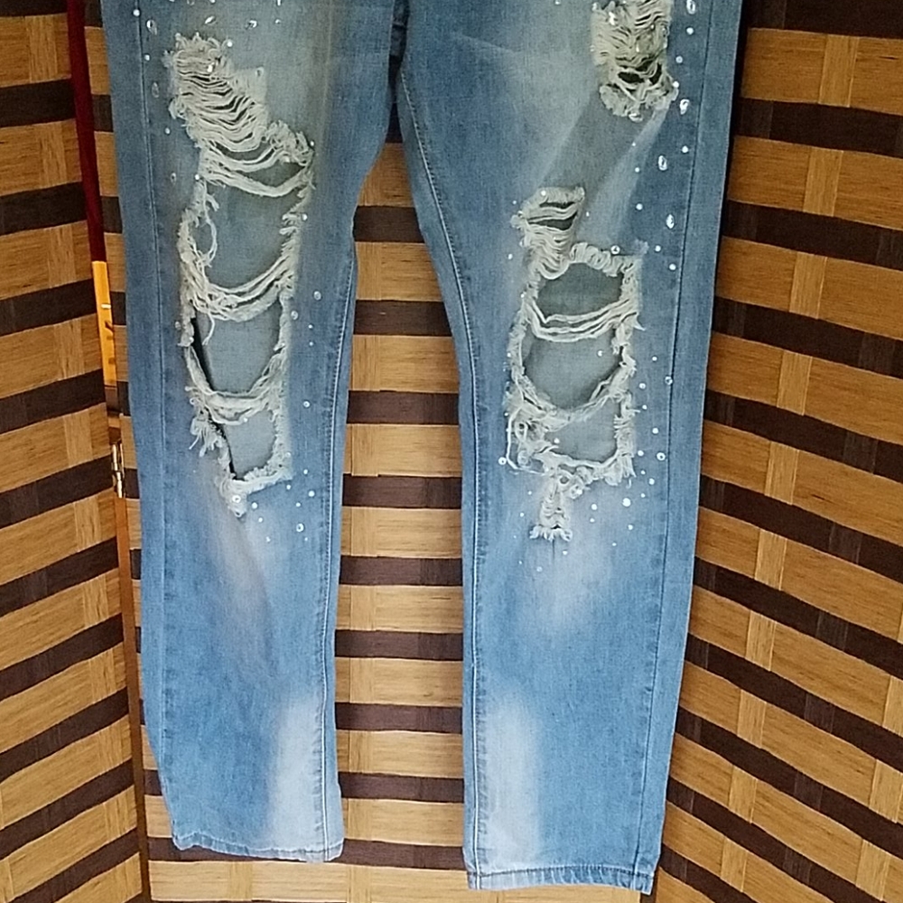 Machine BLING destroyed jeans - Picture 3 of 12